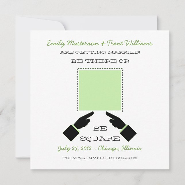 There or Square Save the Date, Sage Save The Date (Front)