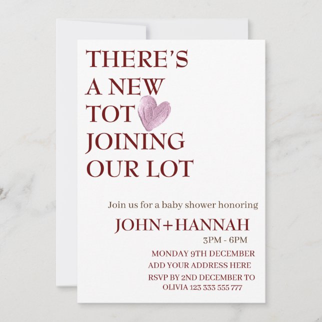 There’s a New Tot Joining Our Lot Coed Baby Shower Invitation (Front)