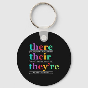 There Their They're English Grammar Teacher Back T Key Ring