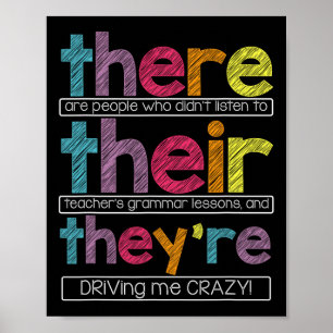 There Their They're English Grammar Teacher Funny  Poster