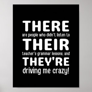 There Their They're English Grammer Funny Teacher Poster