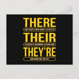 There Their They're English Language Teacher Postcard