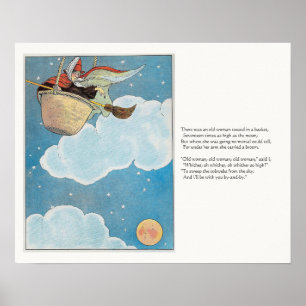 There was an old woman tossed in a basket, Rhyme Poster