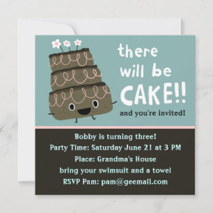 There Will Be Cake! Funny & Cute Party Invitation
