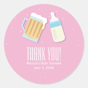 There's A Baby Brewing Beer Mugs Pink Shower Favou Classic Round Sticker