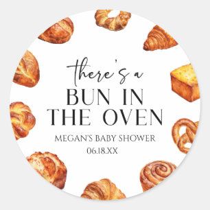 There's A Bun In The Oven Bread Baby Shower Classic Round Sticker