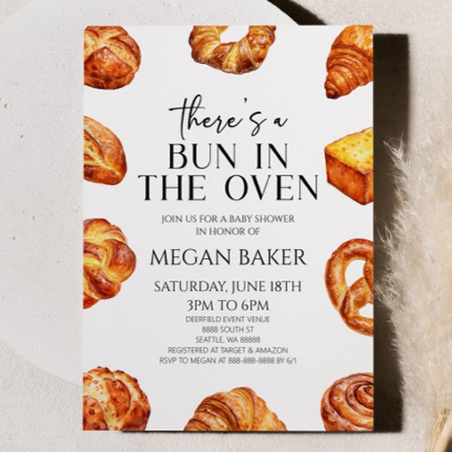 There's A Bun In The Oven Bread Baby Shower Invitation (Creator Uploaded)