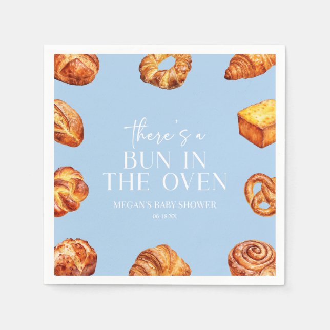 There's A Bun In The Oven Bread Baby Shower Napkin (Front)