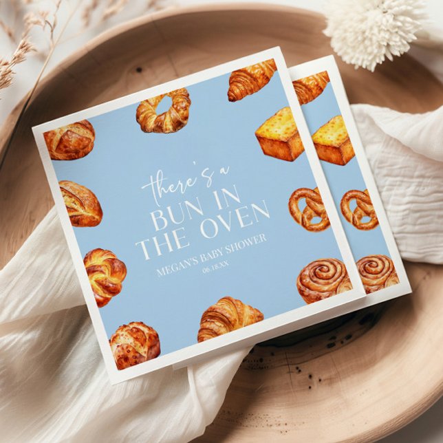 There's A Bun In The Oven Bread Baby Shower Napkin (Creator Uploaded)