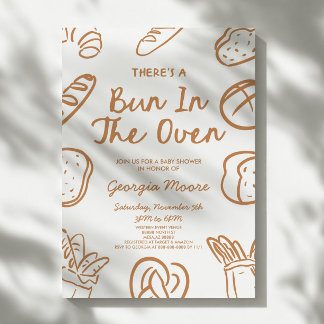 There's A Bun In The Oven Whimsical Baby Shower Invitation