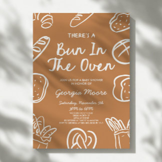 There's A Bun In The Oven Whimsical Baby Shower Invitation