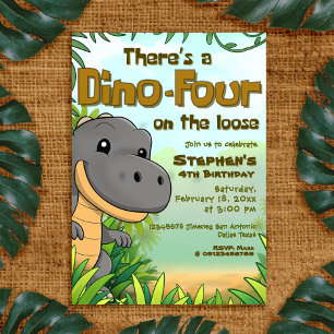 There's a Dino Four on the Loose - 4rd Birthday Invitation