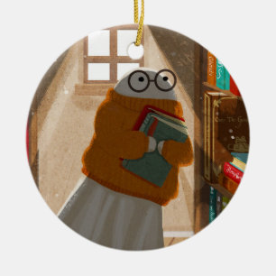 There's A Ghost Amongst The Bookshelves Again... Ceramic Ornament