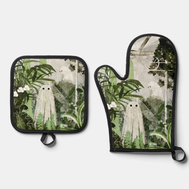 There's A Ghost In The Greenhouse Again... Oven Mitt & Pot Holder Set (Front)