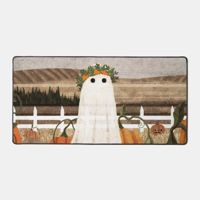 There's A Ghost In The Pumpkin Patch Again Desk Mat (Front)