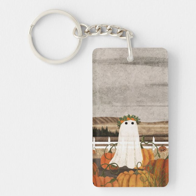 There's A Ghost In The Pumpkin Patch Again Key Ring (Front)