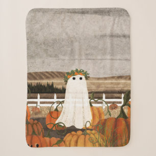 There's A Ghost In The Pumpkin Patch Again Sherpa Blanket