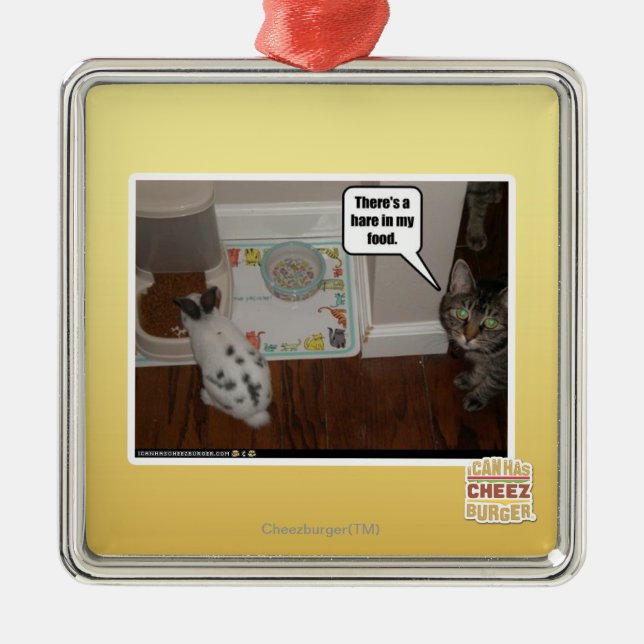 There's a hare in my food. metal ornament (Front)