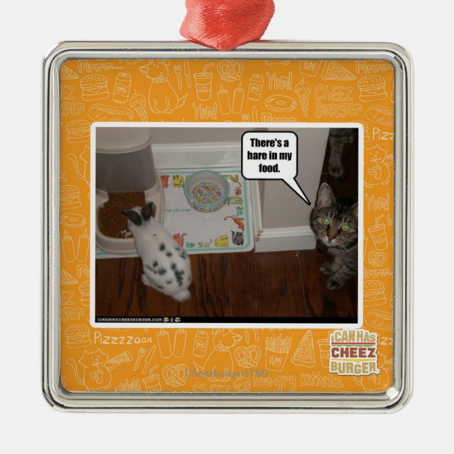 There's a hare in my food. metal ornament (Front)