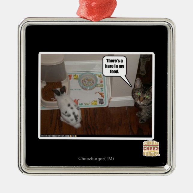 There's a hare in my food. metal ornament (Front)