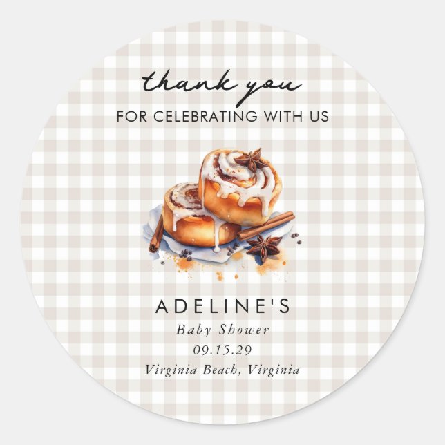 There's a Little Bun in the Oven Baby Shower  Classic Round Sticker (Front)