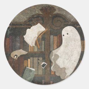There's A Poltergeist In The Library Classic Round Sticker