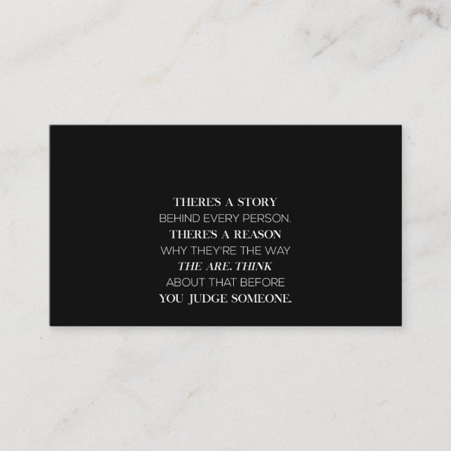 there's a story behind every person there's a reas business card (Front)