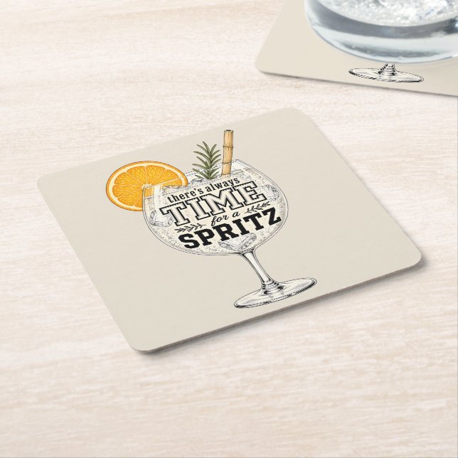There's Always Time for a Spritz Square Paper Coaster (Angled)