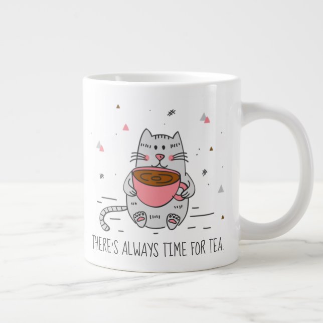 There's always time for tea, Cat Large Coffee Mug (Right)