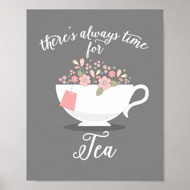 There's Always Time for Tea Floral Teacup Print (Front)
