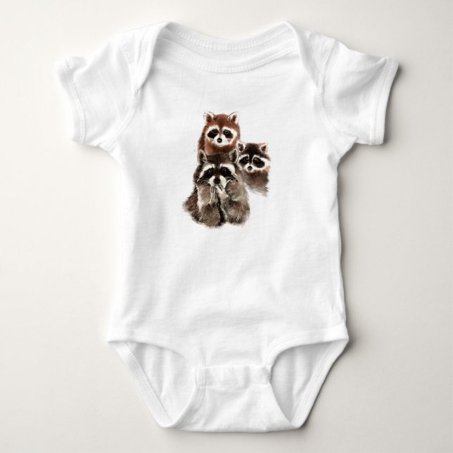 There's never too many Raccoons Cute Animal Baby Bodysuit (Front)
