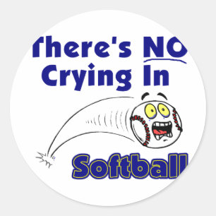 There's No Crying In Softball Classic Round Sticker