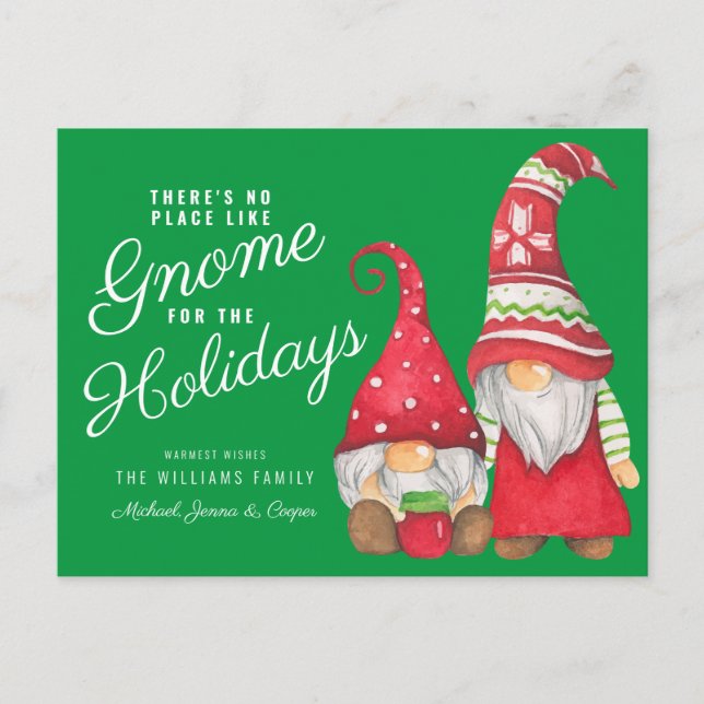 There's No Place Like Gnome for the Holidays Postcard (Front)