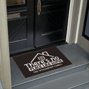 There's No Place Like Home Personalised Black Doormat