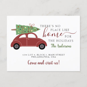 There's No Place like Home Red Car Holiday Moving Announcement Postcard