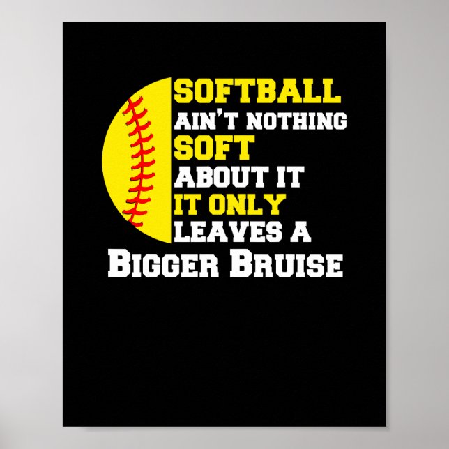 There's Nothing Soft About Softball Funny Pitcher Poster (Front)