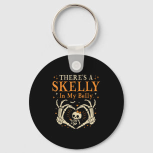 There's Skelly In My Belly Pregnant Funny Skeleton Key Ring