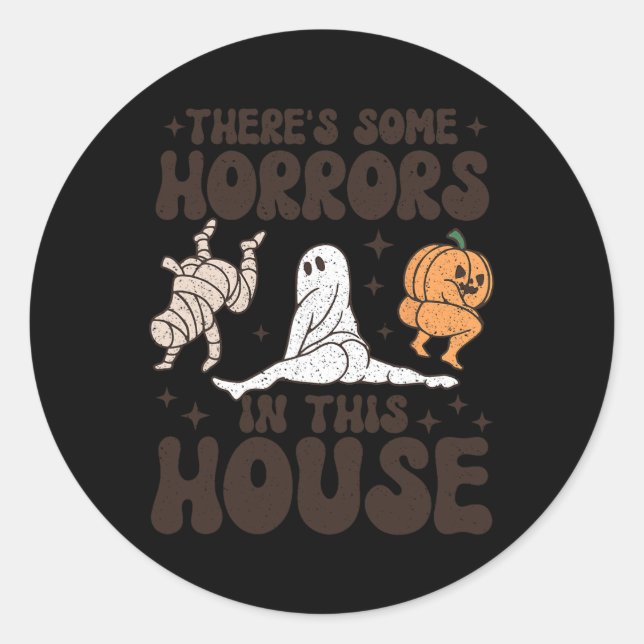There's Some Horrors In This House Ghost Pumpkin H Classic Round Sticker (Front)