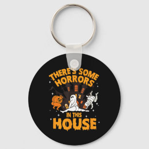 There's Some Horrors In This House Pumpkin Ghost H Key Ring