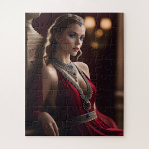 There's something about a beautiful woman wearing jigsaw puzzle