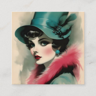 There's something about vintage fashion illustrati square business card