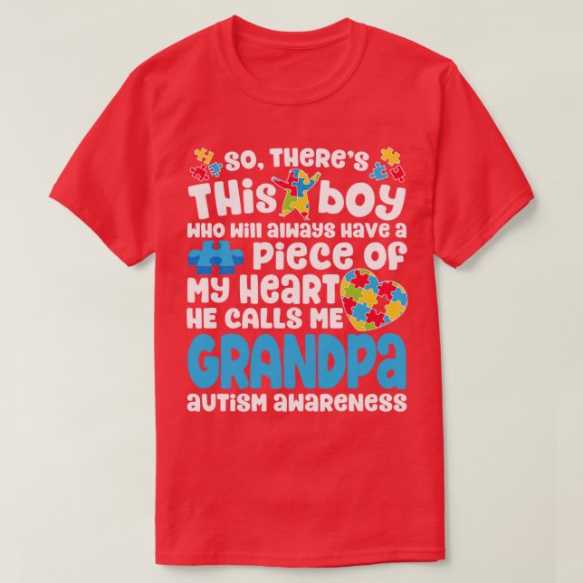 Theres This Boy He Calls Me Grandpa Autism Men Gif T-Shirt (Design Front)