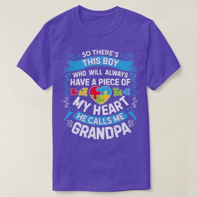Theres This Boy He Calls Me Grandpa Autism Men Gif T-Shirt (Design Front)
