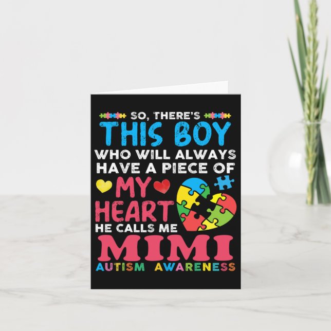 There's This Boy He Calls Me Mimi Autism Awareness Card (Front)