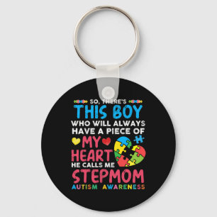 There's This Boy He Calls Me Stepmom Autism Awaren Key Ring