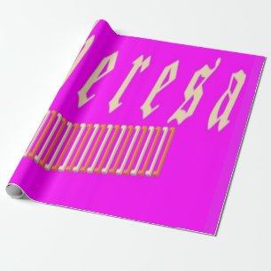 THERESA NAME GOLD AND PINK GRAPHICS WRAPPING PAPER