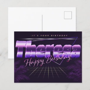 Theresa Name Vorname lila Postkarte Geburtstag Postcard