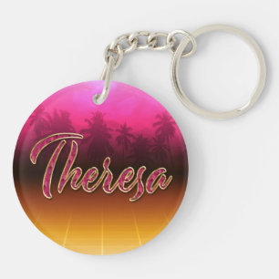 Theresa Vorname Name golden pink Schlüsselanhänger Key Ring