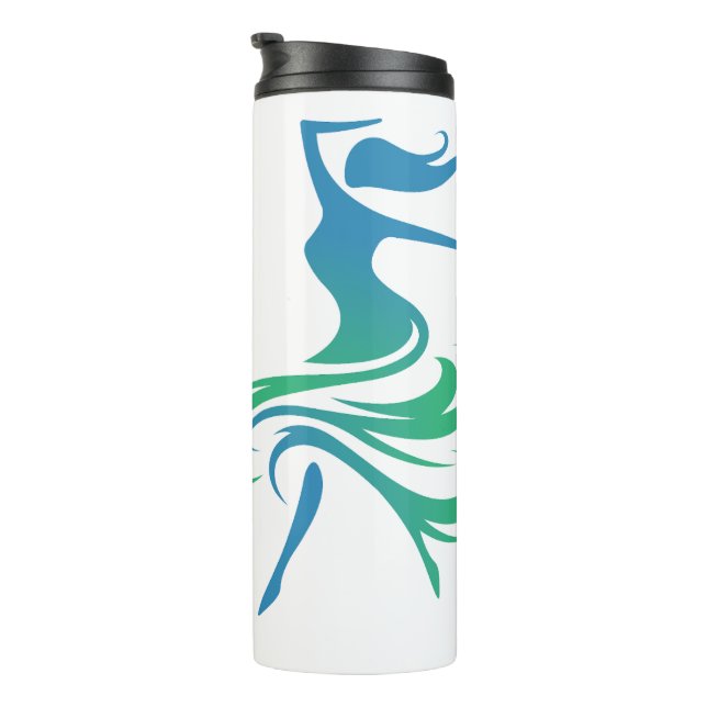 Thermal Travel mug with a vibrant dancer (Rotated Right)