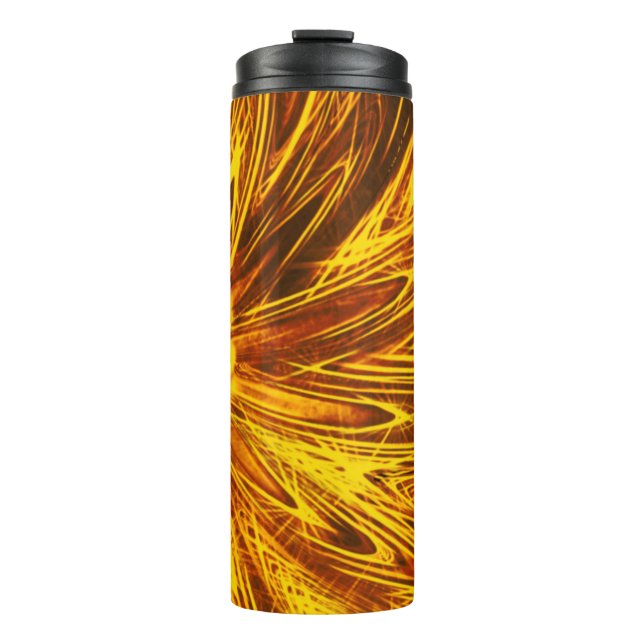 Thermal Tumbler Abstract Lines Yellow Flower (Front)